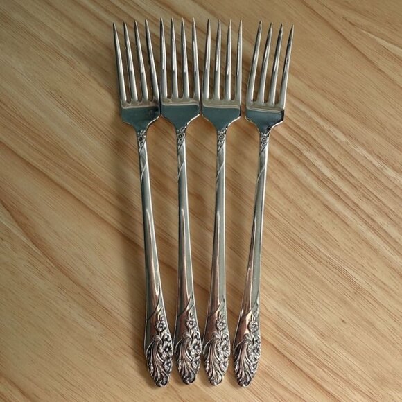 Vtg Oneida Evening Star Grille Forks Vinade Set Of 4 1950 Community Silverplated - Picture 1 of 9